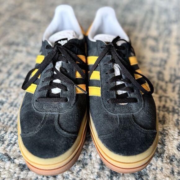 Adidas Platform Gazelle Bold Size 9 Women’s Core Black & Bold Gold - Picture 5 of 7